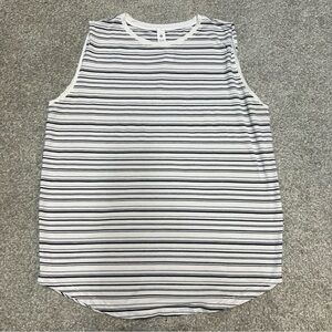 Lululemon Shirt Womens 10 White Black Stripe Brunswick Muscle Tank Top Workout